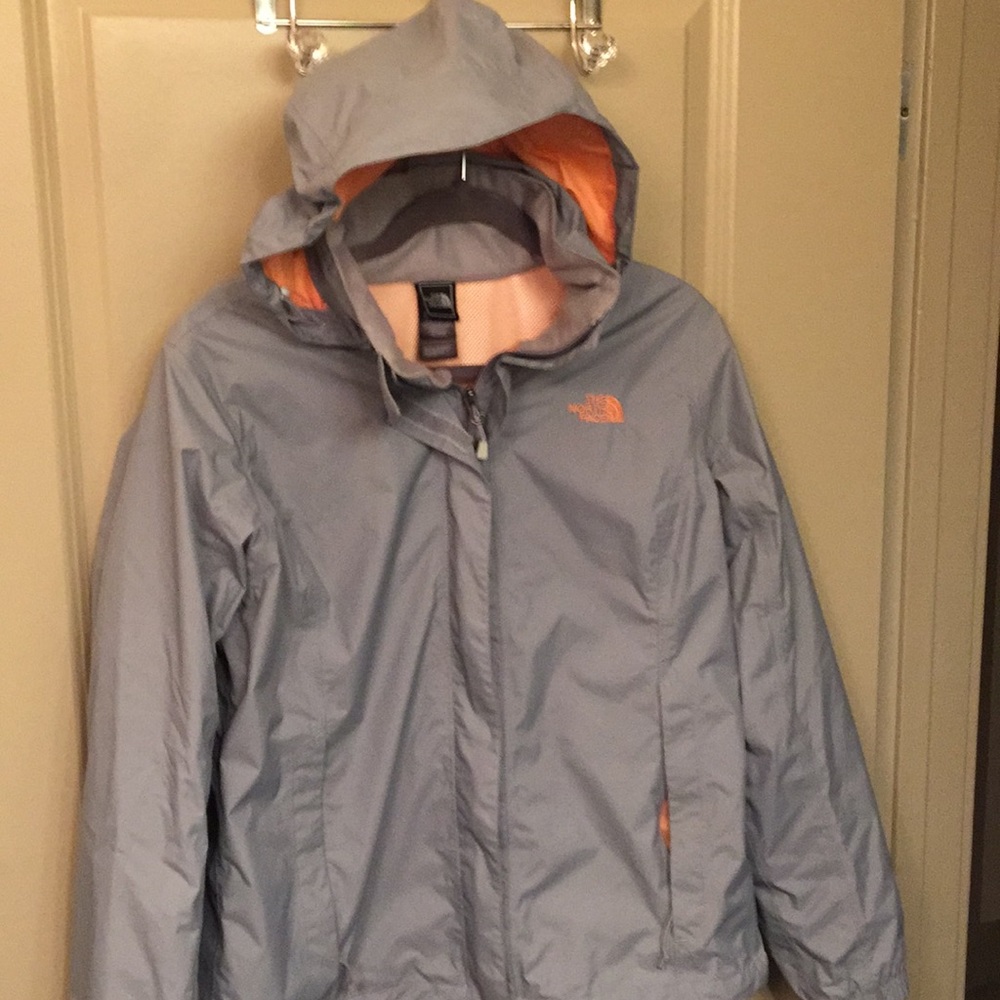 Gray north face women’s rain jacket